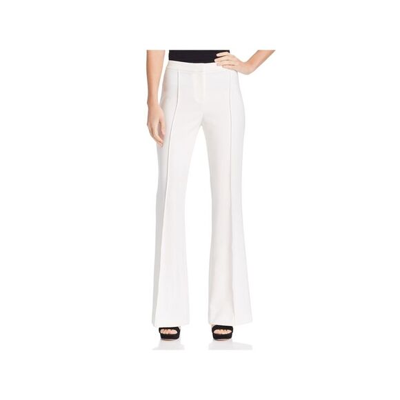NWT KOBI HALPERIN Womens Ivory Pleated Wear To Work Flare Pants 0